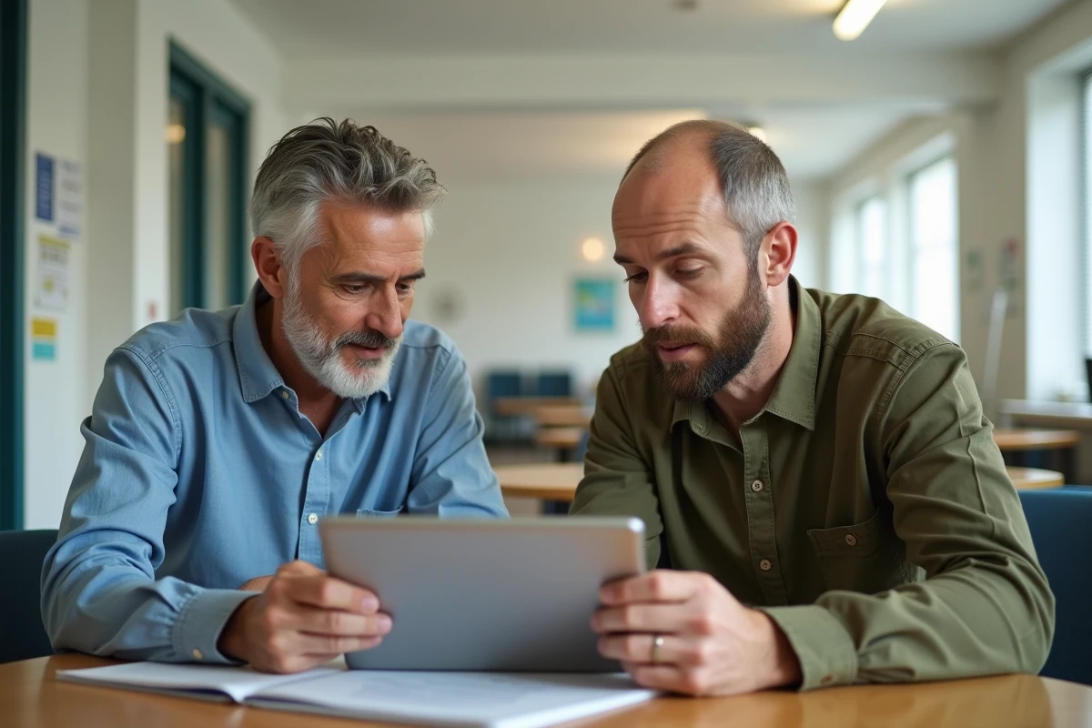Accompagnement d'une personne malentendante par un travailleur social pour contacter la CPAM