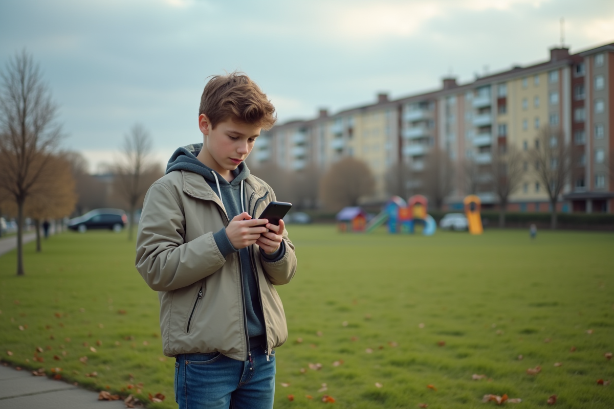 Adolescent vérifiant son plan d