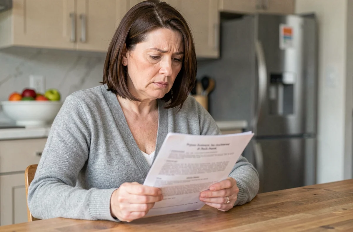 Femme lisant les consignes alimentaires avant une coloscopie à la maison