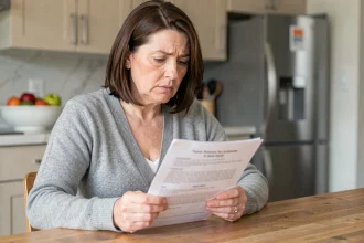 Femme lisant les consignes alimentaires avant une coloscopie à la maison