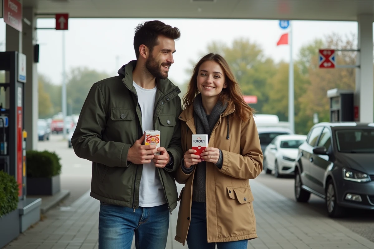 Jeune couple sortant d