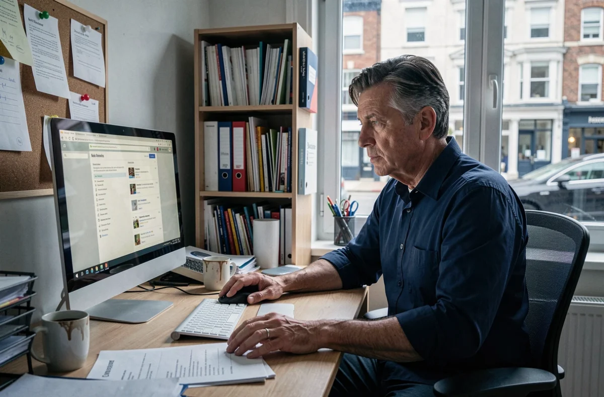 Homme consultant des avis consommateurs en ligne sur un complément minceur pour éviter les déceptions