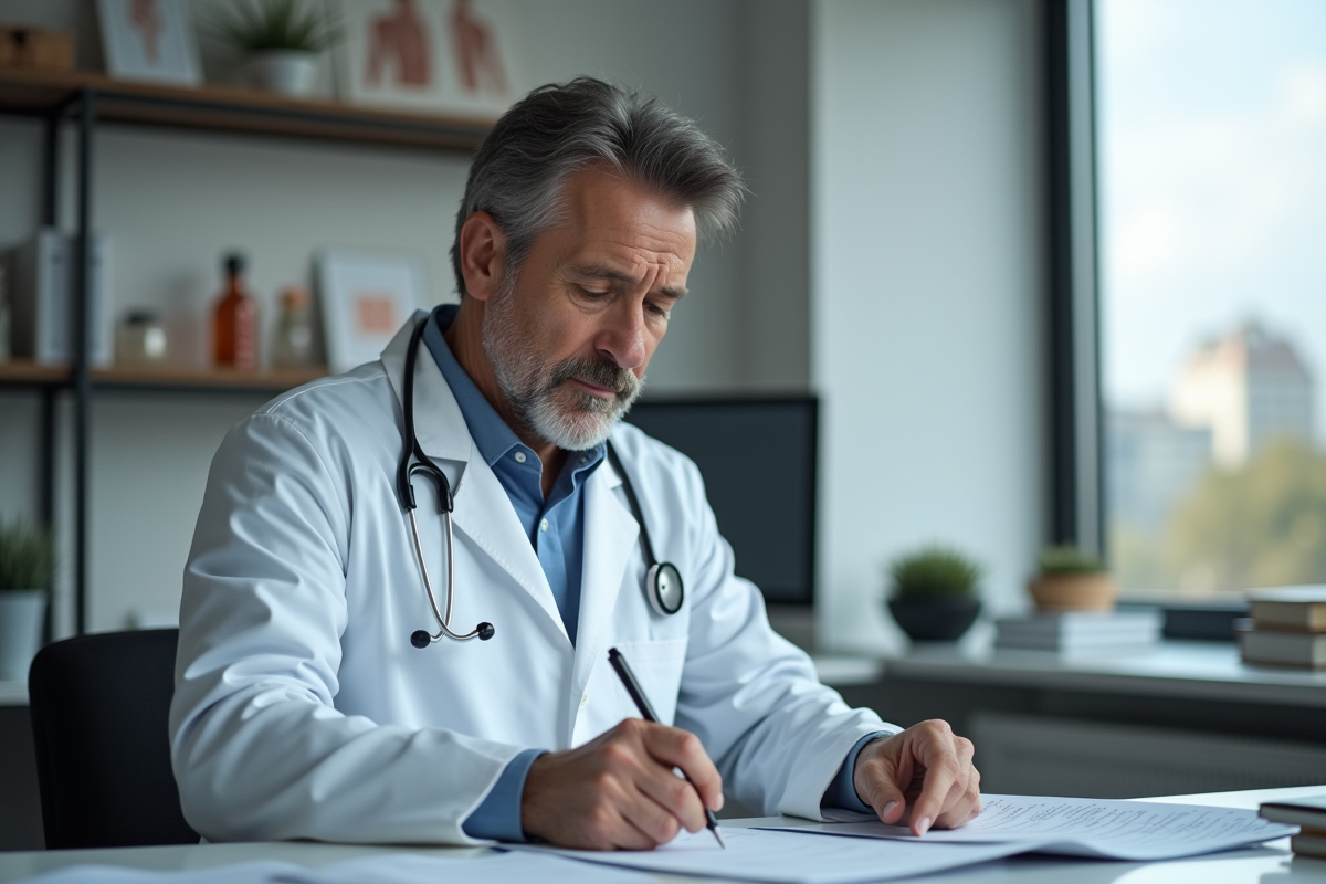 Médecin prenant des notes lors d