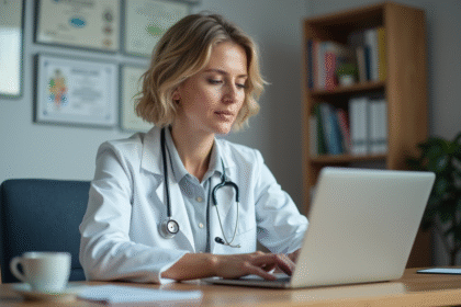 Medecin femme en consultation video avec patient