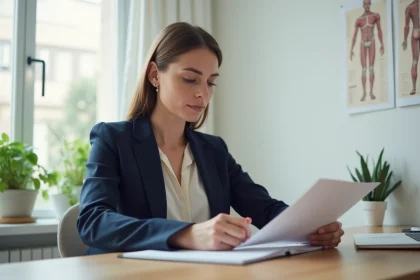 Femme osteopathe en bureau lumineux à IssylesMoulineaux
