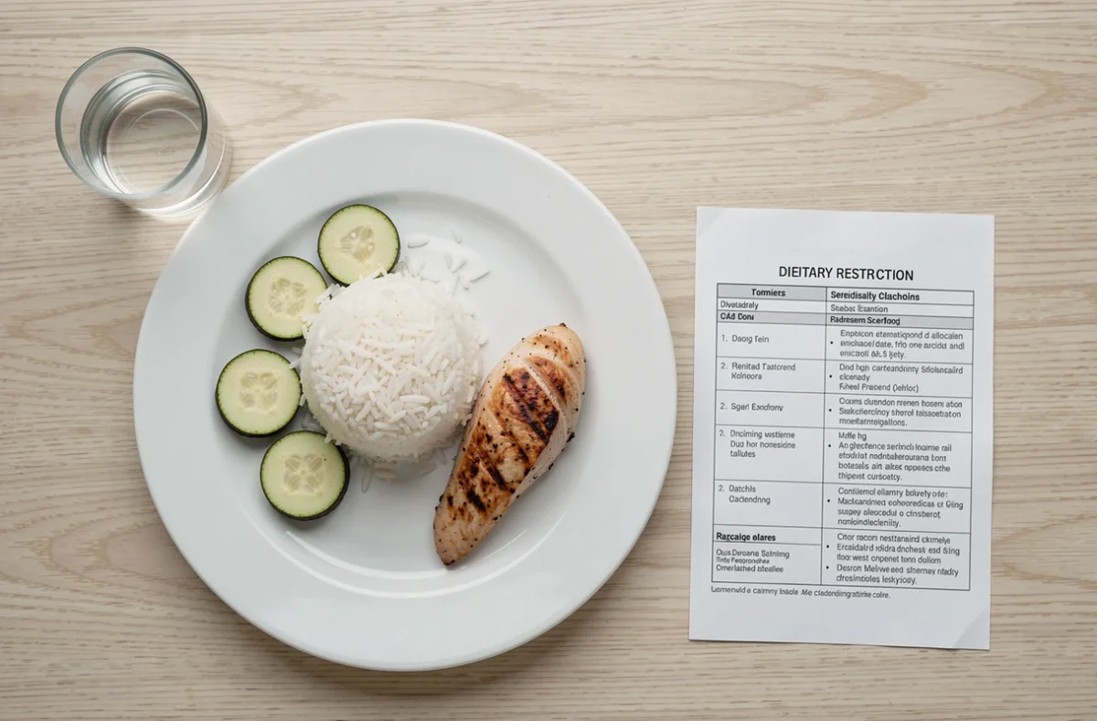 Repas autorisé avant une coloscopie avec aliments pauvres en fibres