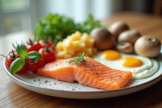 Assortiment d'aliments riches en vitamines Drich sur une assiette