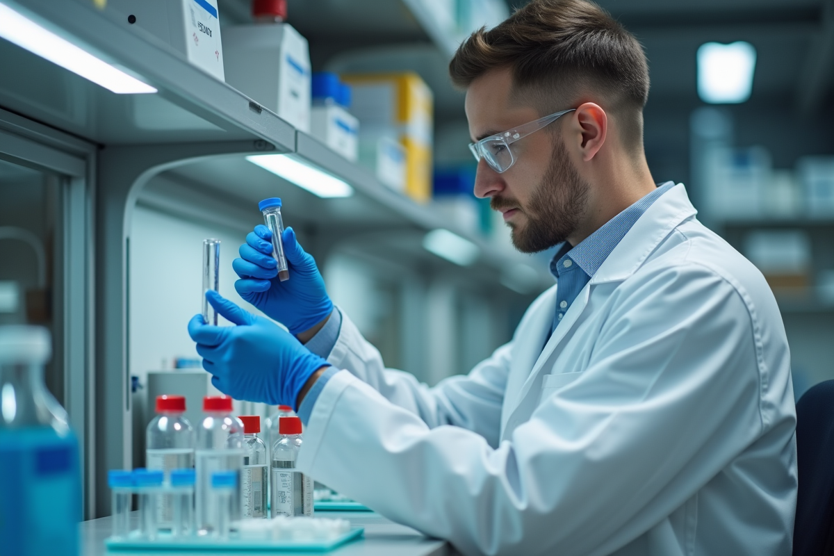 Technicien de laboratoire examinant un test