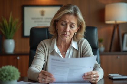 Femme thérapeute en bureau professionnel avec documents officiels